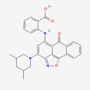 molecular formula C28H25N3O4 B1230303 2-{[3-(3,5-dimethylpiperidin-1-yl)-6-oxo-6H-anthra[1,9-cd]isoxazol-5-yl]amino}benzoic acid 