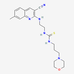 molecular formula C21H28N6OS B1230306 1-[2-[(3-Cyano-7-methyl-2-quinolinyl)amino]ethyl]-3-[3-(4-morpholinyl)propyl]thiourea 