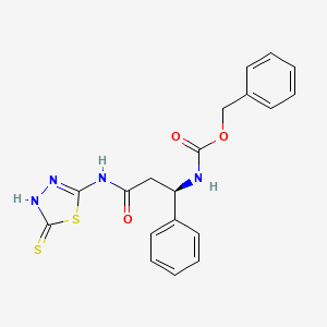 molecular formula C19H18N4O3S2 B1230307 [2-(5-Mercapto-[1,3,4]thiadiazol-2-ylcarbamoyl)-1-phenyl-ethyl]-carbamic acid benzyl ester 