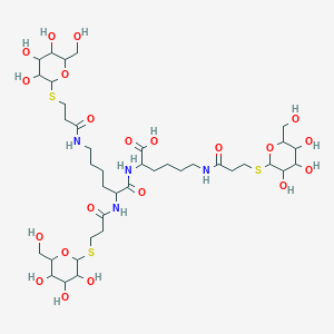 2-[2,6-Bis[3-[3,4,5-trihydroxy-6-(hydroxymethyl)oxan-2-yl]sulfanylpropanoylamino]hexanoylamino]-6-[3-[3,4,5-trihydroxy-6-(hydroxymethyl)oxan-2-yl]sulfanylpropanoylamino]hexanoic acid