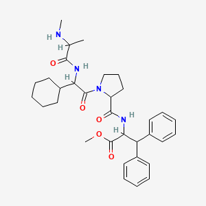 molecular formula C33H44N4O5 B12303207 Methyl 2-[(1-{2-cyclohexyl-2-[2-(methylamino)propanamido]acetyl}pyrrolidin-2-yl)formamido]-3,3-diphenylpropanoate 