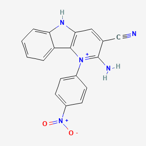 molecular formula C18H12N5O2+ B1230323 2-amino-1-(4-nitrophenyl)-5H-pyrido[3,2-b]indol-1-ium-3-carbonitrile 