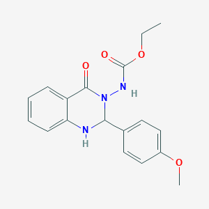 molecular formula C18H19N3O4 B1230325 N-[2-(4-甲氧基苯基)-4-氧代-1,2-二氢喹唑啉-3-基]碳酸乙酯 