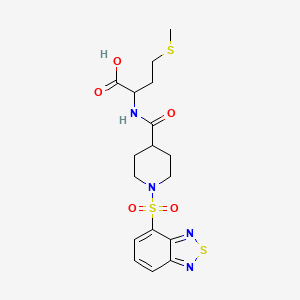 molecular formula C17H22N4O5S3 B12303259 (2S)-2-{[1-(2,1,3-Benzothiadiazole-4-sulfonyl)piperidin-4-YL]formamido}-4-(methylsulfanyl)butanoic acid 