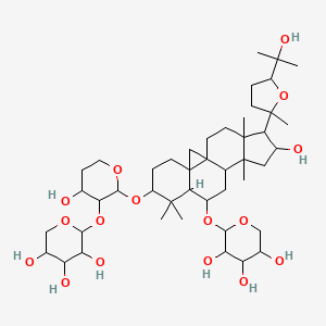 molecular formula C45H74O16 B12303277 2-[[14-Hydroxy-15-[5-(2-hydroxypropan-2-yl)-2-methyloxolan-2-yl]-6-[4-hydroxy-3-(3,4,5-trihydroxyoxan-2-yl)oxyoxan-2-yl]oxy-7,7,12,16-tetramethyl-9-pentacyclo[9.7.0.01,3.03,8.012,16]octadecanyl]oxy]oxane-3,4,5-triol 