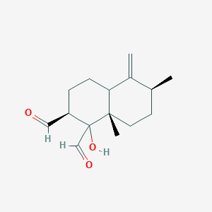 molecular formula C15H22O3 B12303351 (2S,6S,8aS)-1-hydroxy-6,8a-dimethyl-5-methylene-decalin-1,2-dicarbaldehyde 