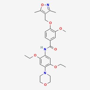 molecular formula C28H35N3O7 B1230337 N-[2,5-diethoxy-4-(4-morpholinyl)phenyl]-4-[(3,5-dimethyl-4-isoxazolyl)methoxy]-3-methoxybenzamide 
