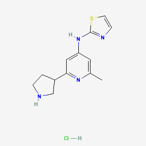 molecular formula C13H17ClN4S B12303383 N-(2-methyl-6-(pyrrolidin-3-yl)pyridin-4-yl)thiazol-2-amine hydrochloride 