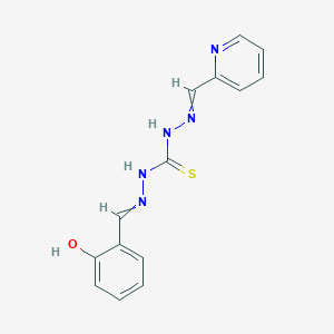 molecular formula C14H13N5OS B1230341 1-[(2-Hydroxyphenyl)methylideneamino]-3-(pyridin-2-ylmethylideneamino)thiourea 