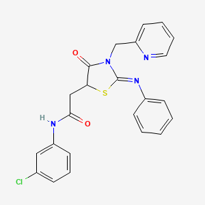 molecular formula C23H19ClN4O2S B1230342 N-(3-chlorophenyl)-2-[4-oxo-2-phenylimino-3-(2-pyridinylmethyl)-5-thiazolidinyl]acetamide 