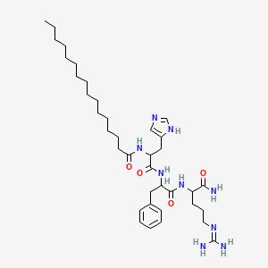 molecular formula C37H61N9O4 B12303423 palmitoyl-DL-His-DL-Phe-DL-Arg-NH2 