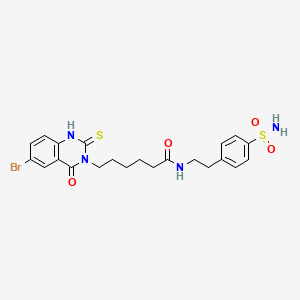 molecular formula C22H25BrN4O4S2 B1230349 6-(6-bromo-4-oxo-2-sulfanylidene-1H-quinazolin-3-yl)-N-[2-(4-sulfamoylphenyl)ethyl]hexanamide 