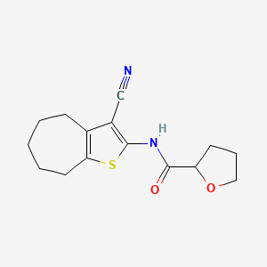 molecular formula C15H18N2O2S B1230350 N-(3-cyano-5,6,7,8-tetrahydro-4H-cyclohepta[b]thiophen-2-yl)-2-oxolanecarboxamide 