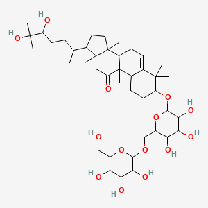 molecular formula C42H70O14 B12303510 17-(5,6-Dihydroxy-6-methylheptan-2-yl)-4,4,9,13,14-pentamethyl-3-[3,4,5-trihydroxy-6-[[3,4,5-trihydroxy-6-(hydroxymethyl)oxan-2-yl]oxymethyl]oxan-2-yl]oxy-1,2,3,7,8,10,12,15,16,17-decahydrocyclopenta[a]phenanthren-11-one 