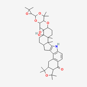 molecular formula C42H55NO8 B12303525 28-(3,3-Dimethyloxiran-2-yl)-22-hydroxy-1,10,10,12,12,30,30,36-octamethyl-11,24,27,29,32-pentaoxa-3-azadecacyclo[17.17.0.02,17.04,16.07,15.09,13.022,36.023,25.023,33.026,31]hexatriaconta-2(17),4(16),5,7(15)-tetraen-8-one 