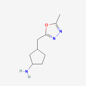 molecular formula C9H15N3O B12303543 rac-(1R,3S)-3-[(5-methyl-1,3,4-oxadiazol-2-yl)methyl]cyclopentan-1-amine, cis 