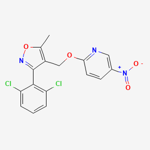 molecular formula C16H11Cl2N3O4 B12303560 3-(2,6-Dichlorophenyl)-5-methyl-4-(((5-nitropyridin-2-yl)oxy)methyl)isoxazole 