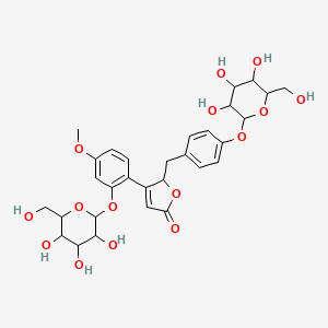 3-[4-methoxy-2-[3,4,5-trihydroxy-6-(hydroxymethyl)oxan-2-yl]oxyphenyl]-2-[[4-[3,4,5-trihydroxy-6-(hydroxymethyl)oxan-2-yl]oxyphenyl]methyl]-2H-furan-5-one