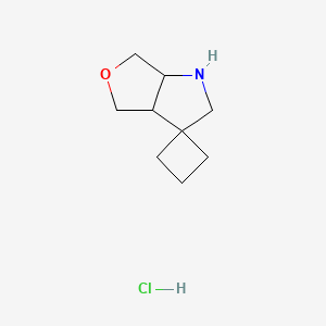 molecular formula C9H16ClNO B12303695 Hexahydrospiro[cyclobutane-1,3'-furo[3,4-b]pyrrole] hydrochloride 