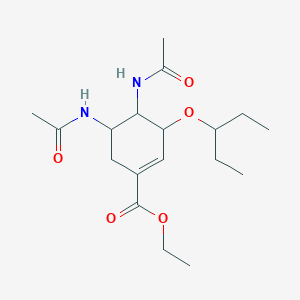 molecular formula C18H30N2O5 B12303700 (3R,4R,5S)-Ethyl 4,5-diacetamido-3-(pentan-3-yloxy)cyclohex-1-enecarboxylate 