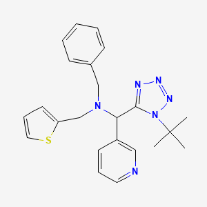 molecular formula C23H26N6S B1230375 1-(1-tert-butyl-5-tetrazolyl)-N-(phenylmethyl)-1-(3-pyridinyl)-N-(thiophen-2-ylmethyl)methanamine 
