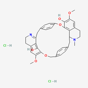 molecular formula C36H38Cl2N2O6 B12303771 10,25-Dimethoxy-15-methyl-7,23-dioxa-15,30-diazaheptacyclo[22.6.2.23,6.218,21.18,12.027,31.016,35]heptatriaconta-1(30),3(37),4,6(36),8(35),9,11,18,20,24,26,31,33-tridecaene-9,32-diol;dihydrochloride 