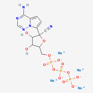 molecular formula C12H12N5Na4O13P3 B12303820 Tetrasodium;[[[5-(4-aminopyrrolo[2,1-f][1,2,4]triazin-7-yl)-5-cyano-3,4-dihydroxyoxolan-2-yl]methoxy-oxidophosphoryl]oxy-oxidophosphoryl] phosphate 