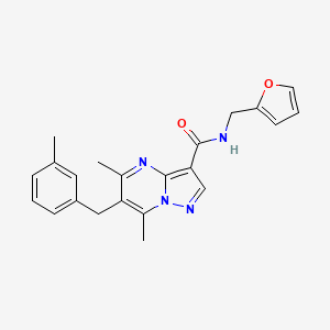 molecular formula C22H22N4O2 B1230385 N-(2-furanylmethyl)-5,7-dimethyl-6-[(3-methylphenyl)methyl]-3-pyrazolo[1,5-a]pyrimidinecarboxamide 