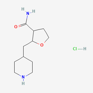 rac-(2R,3R)-2-[(piperidin-4-yl)methyl]oxolane-3-carboxamide hydrochloride, cis