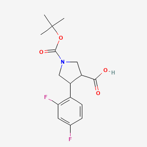 molecular formula C16H19F2NO4 B12303902 1-[(Tert-butoxy)carbonyl]-4-(2,4-difluorophenyl)pyrrolidine-3-carboxylic acid, trans 