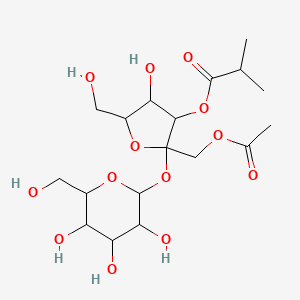 molecular formula C18H30O13 B12303915 [2-(Acetyloxymethyl)-4-hydroxy-5-(hydroxymethyl)-2-[3,4,5-trihydroxy-6-(hydroxymethyl)oxan-2-yl]oxyoxolan-3-yl] 2-methylpropanoate 