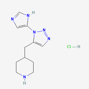 molecular formula C11H17ClN6 B12303936 4-((1-(1H-imidazol-4-yl)-1H-1,2,3-triazol-5-yl)methyl)piperidine hydrochloride 