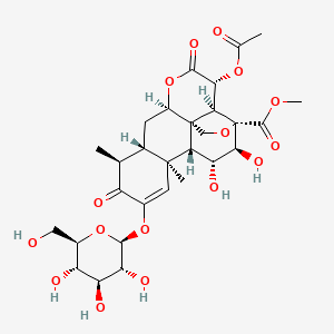 molecular formula C29H38O16 B1230396 甲基 (1R,2S,3R,6R,8S,9S,13S,14R,15R,16S,17S)-3-乙酰氧基-15,16-二羟基-9,13-二甲基-4,10-二氧代-11-[(2S,3R,4S,5S,6R)-3,4,5-三羟基-6-(羟甲基)氧杂环-2-基]氧基-5,18-二氧杂戊环[12.5.0.01,6.02,17.08,13]十九烷-11-烯-17-羧酸酯 