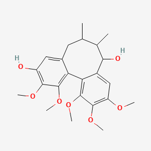 molecular formula C23H30O7 B12303971 3,4,14,15,16-Pentamethoxy-9,10-dimethyltricyclo[10.4.0.02,7]hexadeca-1(16),2,4,6,12,14-hexaene-5,11-diol 