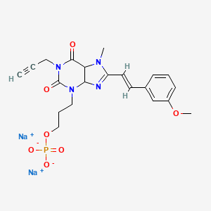 molecular formula C21H23N4Na2O7P B12303977 disodium;3-[8-[(E)-2-(3-methoxyphenyl)ethenyl]-7-methyl-2,6-dioxo-1-prop-2-ynyl-4,5-dihydropurin-3-yl]propyl phosphate 