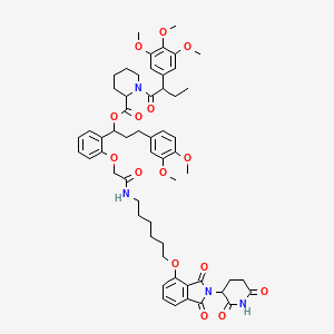 (1R)-3-(3,4-Dimethoxyphenyl)-1-(2-(2-((6-((2-(2,6-dioxopiperidin-3-yl)-1,3-dioxoisoindolin-4-yl)oxy)-hexyl)amino)-2-oxoethoxy)phenyl)propyl (2S)-1-((S)-2-(3,4,5-trimethoxyphenyl)butanoyl)piperidine-2-carboxylate