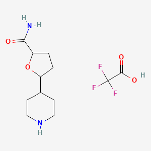 molecular formula C12H19F3N2O4 B12304098 Rac-(2r,5s)-5-(piperidin-4-yl)oxolane-2-carboxamide trifluoroacetic acid 