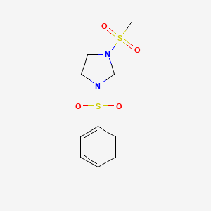 molecular formula C11H16N2O4S2 B1230415 1-(4-Methylphenyl)sulfonyl-3-methylsulfonylimidazolidine 