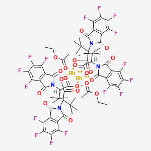 molecular formula C64H56F16N4O20Rh2 B12304198 3,3-Dimethyl-2-(4,5,6,7-tetrafluoro-1,3-dioxoisoindol-2-yl)butanoate;ethyl acetate;rhodium(2+) 