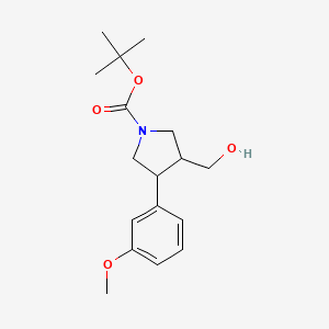 molecular formula C17H25NO4 B12304213 tert-butyl 3-(hydroxymethyl)-4-(3-methoxyphenyl)pyrrolidine-1-carboxylate 