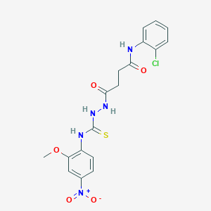 molecular formula C18H18ClN5O5S B1230422 N-(2-chlorophenyl)-4-[[(2-methoxy-4-nitroanilino)-sulfanylidenemethyl]hydrazo]-4-oxobutanamide 