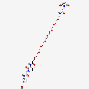 1-[3-(2,5-dioxo-2,5-dihydro-1H-pyrrol-1-yl)propanamido]-N-[(1S)-1-[({[4-(hydroxymethyl)phenyl]carbamoyl}methyl)carbamoyl]-2-methylpropyl]-3,6,9,12,15,18,21,24-octaoxaheptacosan-27-amide