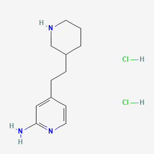 molecular formula C12H21Cl2N3 B12304334 4-(2-(Piperidin-3-yl)ethyl)pyridin-2-amine dihydrochloride 