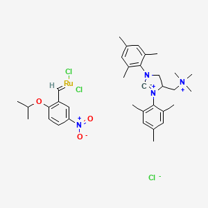 1,3-Bis(2,4,6-trimethylphenyl)-4-[(trimethylammonio)methyl]imidazolidin-2-ylidene]-(2-i-propoxy-5-nitrobenzylidene)dichlororuthenium(II) chloride nitro-StickyCat Cl