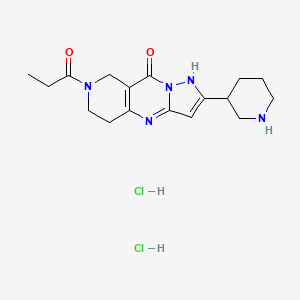 1-(9-Hydroxy-2-(piperidin-3-yl)-5,6-dihydropyrazolo[1,5-a]pyrido[4,3-d]pyrimidin-7(8H)-yl)propan-1-one dihydrochloride