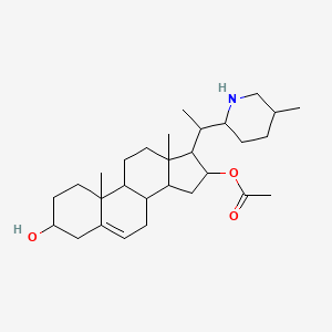 molecular formula C29H47NO3 B12304356 [3-hydroxy-10,13-dimethyl-17-[1-(5-methylpiperidin-2-yl)ethyl]-2,3,4,7,8,9,11,12,14,15,16,17-dodecahydro-1H-cyclopenta[a]phenanthren-16-yl] acetate 