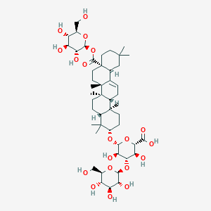 molecular formula C48H76O19 B12304364 beta-D-Glucopyranosiduronic acid, (3beta)-28-(beta-D-glucopyranosyloxy)-28-oxoolean-12-en-3-yl 3-O-beta-D-glucopyranosyl- CAS No. 107241-05-4