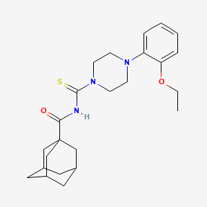 molecular formula C24H33N3O2S B1230442 N-[[4-(2-ethoxyphenyl)-1-piperazinyl]-sulfanylidenemethyl]-1-adamantanecarboxamide 
