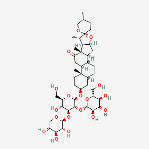 molecular formula C44H70O18 B12304483 Spirostan-12-one, 3-[[O-beta-D-glucopyranosyl-(1-->2)-O-[beta-D-xylopyranosyl-(1-->3)]-beta-D-glucopyranosyl]oxy]-, (3beta,5beta)- CAS No. 266998-23-6