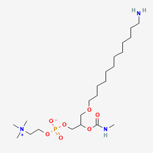 molecular formula C22H48N3O7P B1230455 [3-(12-Aminododecoxy)-2-(methylcarbamoyloxy)propyl] 2-(trimethylazaniumyl)ethyl phosphate CAS No. 146883-71-8